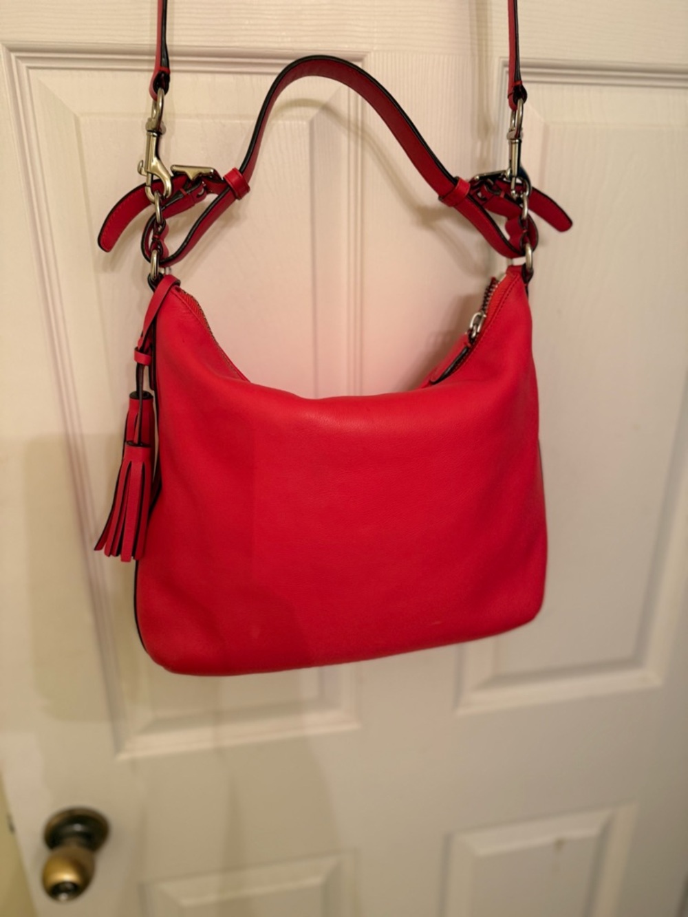 Coach Bright Pink Leather Shoulder Bag with Front Pocket - Picture 2 of 10